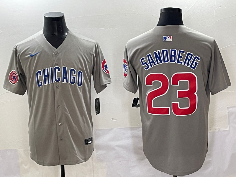 Men Chicago Cubs #23 Sandberg grey MLB Nike 2025 Jersey style 007->chicago cubs->MLB Jersey